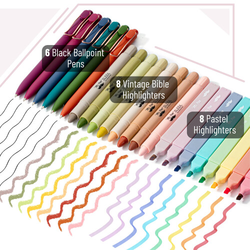 Mr. Pen - Kit de Biblia, 24 PCS, Estojo, Marcadores e Canetas Sem Sangs, Presente de Páscoa 2