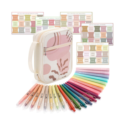 Mr. Pen - Kit de Biblia, 24 PCS, Estojo, Marcadores e Canetas Sem Sangs, Presente de Páscoa