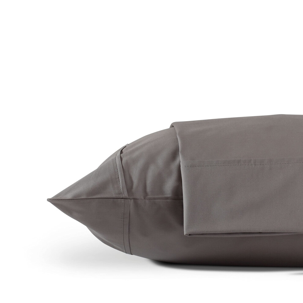 Linen Home Taies d'oreiller 100 % percale de coton King Size Anthracite 2 pi   ces de taie d'oreiller Linge de lit frais et r   sistant 20 pouces X 4