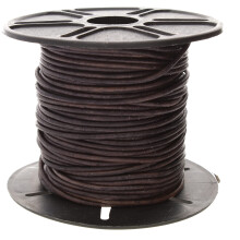 Cordon en cuir The Beadsmith - Teinté marron foncé antique - Bobine de 1,5 mm - 22,86 mètres - Lanière en cuir indien idéale pour tresser des col
