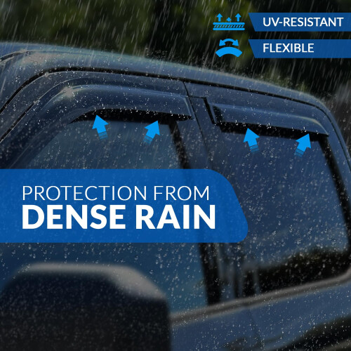 TuningPros WV-061 Window Visor Deflector Rain Guard Dark Smoke 4-Pc Set 2