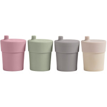 WeeSprout Bamboo Grow-With-Me Sippy hrnky s vckem 10 oz Sada ctyr miminek pro deti a batolata vyroben z bambusu a 100% silikonu Design hubice na ko