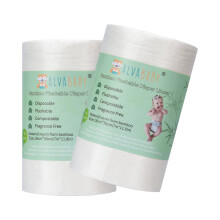 ALVABABY Windeleinlage fr Baby-Stoffwindeln, Einweg-Windeleinlagen, natrlich, weich, parfmfrei, chlorfrei, 30 x 18 cm, 2 Rollen  200 Blatt
