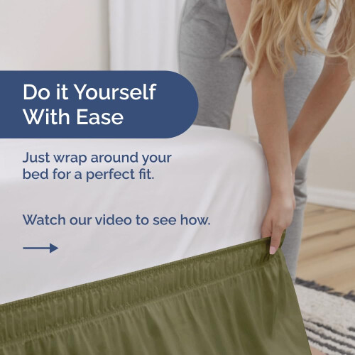Saia de Cama com Ruffles - Verde Sálvia - para Camas de Tamanho Twin com Queda de 21 Polegadas 2