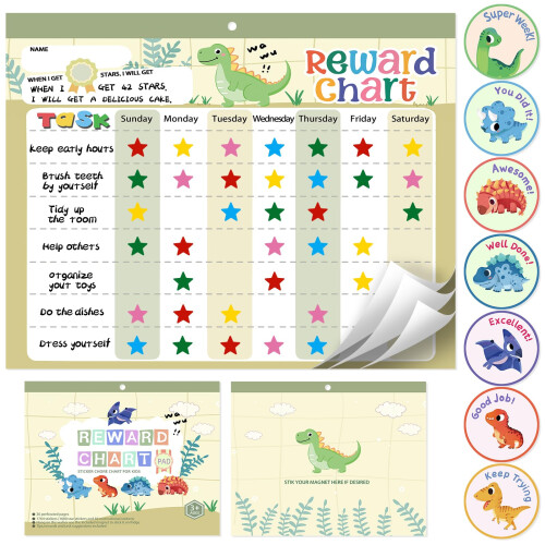 Magnetic Reward Chart for Kids at Home Behavior Chart Pad with 26 Chore ...