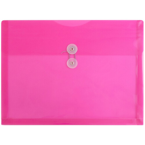 JAM PAPER Plastic Envelopes with Button & String Tie Closure - Letter Booklet - 9 3/4 x 13 - Fuchsia - 12/Pack