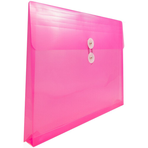 JAM PAPER Plastic Envelopes with Button & String Tie Closure - Letter Booklet - 9 3/4 x 13 - Fuchsia - 12/Pack 2