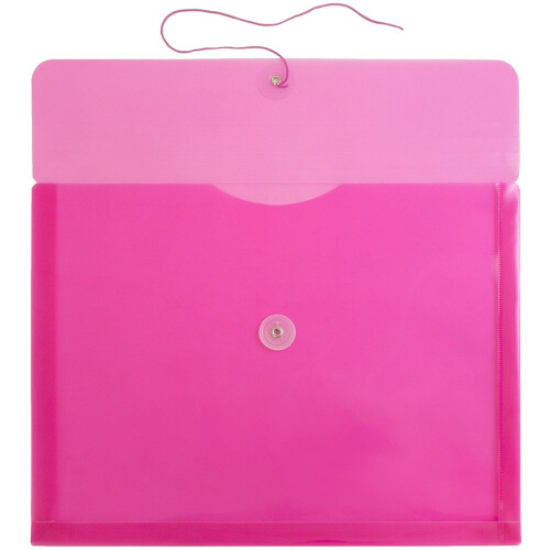 JAM PAPER Plastic Envelopes with Button & String Tie Closure - Letter Booklet - 9 3/4 x 13 - Fuchsia - 12/Pack 1