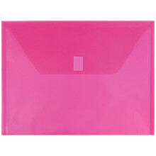 JAM PAPER Plastic Envelopes with Hook & Loop Closure - Letter Booklet - 9 3/4 x 13 - Fuchsia Pink - 12/Pack