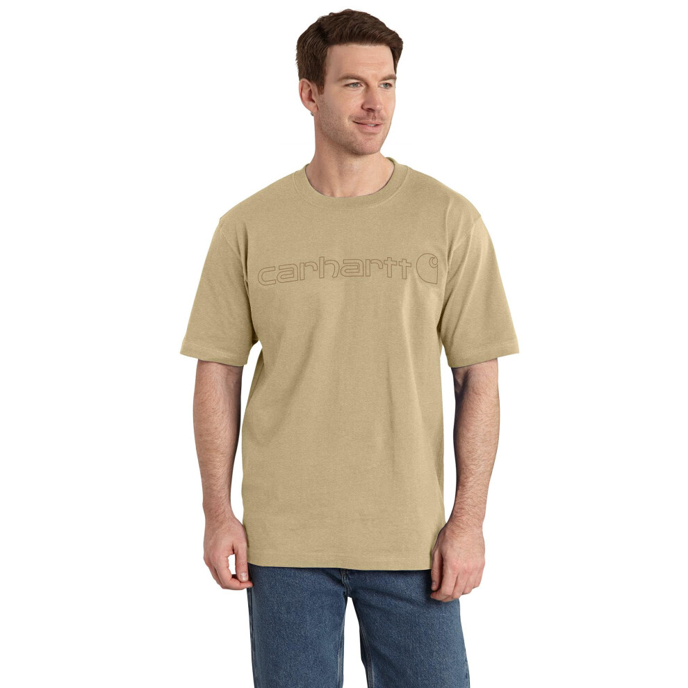 Carhartt Men's Big & Tall Loose Fit Heavyweight Short-Sleeve Logo Graphic T-Shirt  Beach Heather