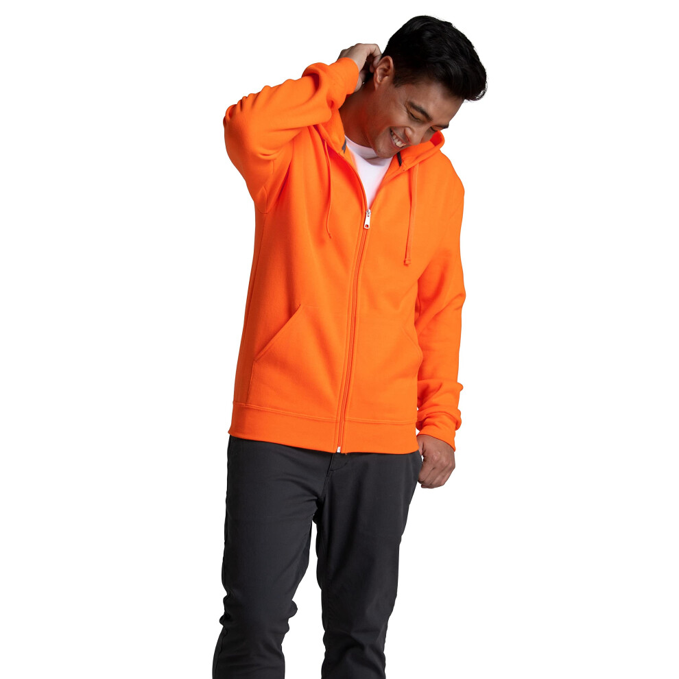 Fruit of the Loom Eversoft Fleece Hoodies  Pullover  Moisture Wicking & Breathable  Sizes S-4x  Safety Orange Full Zip