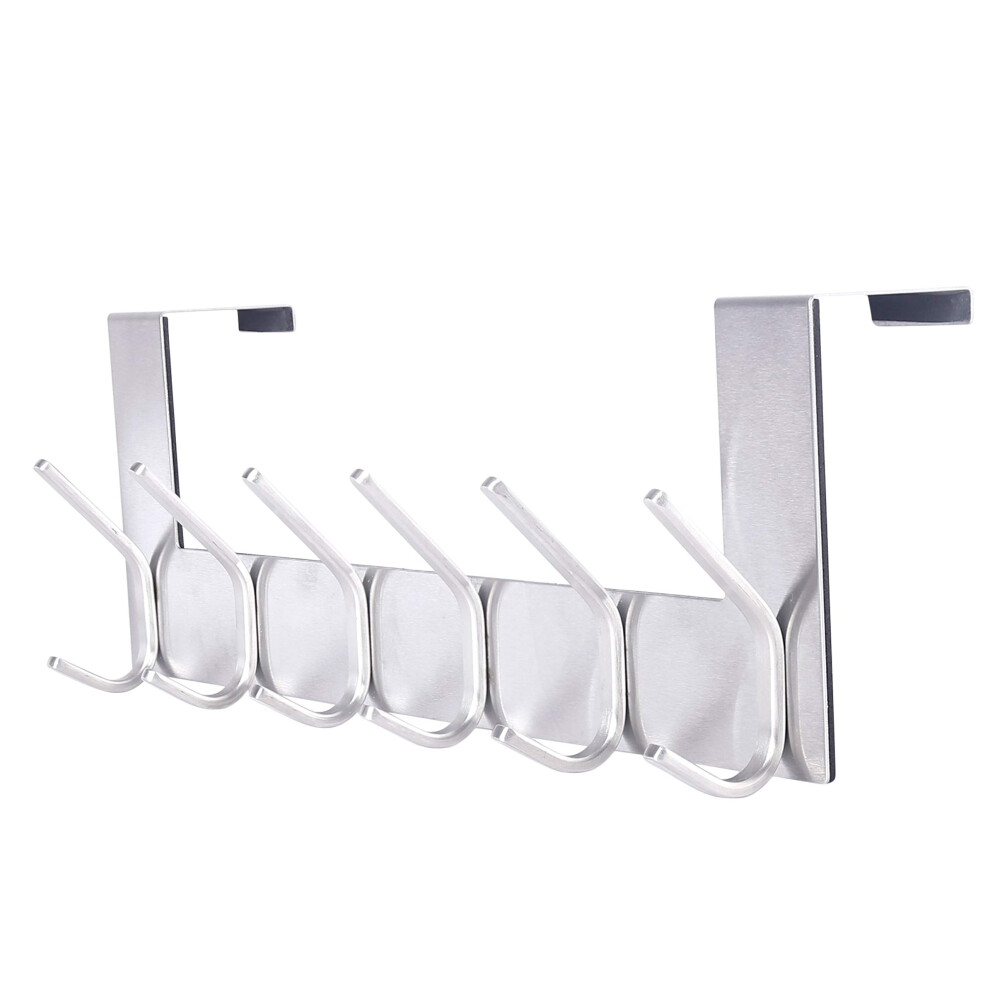 Skoloo Appendiabiti Da Porta, In Acciaio Inox, 6 Ganci Per Appendere Cappotti, Accappatoi, Vestiti, Cappelli, 1 Confezione-image