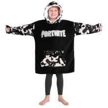 FORTNITE Dekbedovertrek voor Jongens 14+ Draagbare Fleece Extra Lang (Zwart/Wit Camouflage)