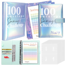 Axolotl 100 Envelopes Money Saving Challenge Binder A5 Savings Budget Challenges Binders with Cash Envelopes 100 Days Envelope Saving Binder Book B