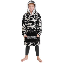 FORTNITE Dekbedovertrek voor Jongens Tieners 14+ Draagbaar Dekbed Fleece Extra Lang (Zwart Camo Kids)