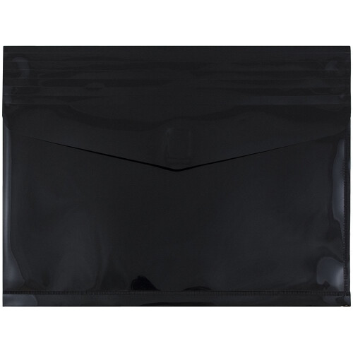 JAM PAPER Envelope de Plástico com Fecho de Velcro - 9 3/4 x 13 - Preto - 12/Pack
