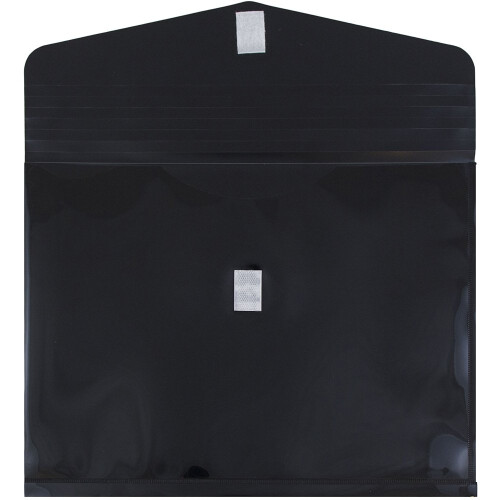 JAM PAPER Envelope de Plástico com Fecho de Velcro - 9 3/4 x 13 - Preto - 12/Pack 1