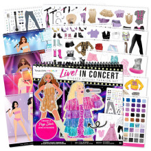 Mdn andel ij! In Concert Sticker Stylist Fashion Set obsahuje nstenky ve stylu koncertnho msta Siluety popstar a 600+ samolepek Ideln drek