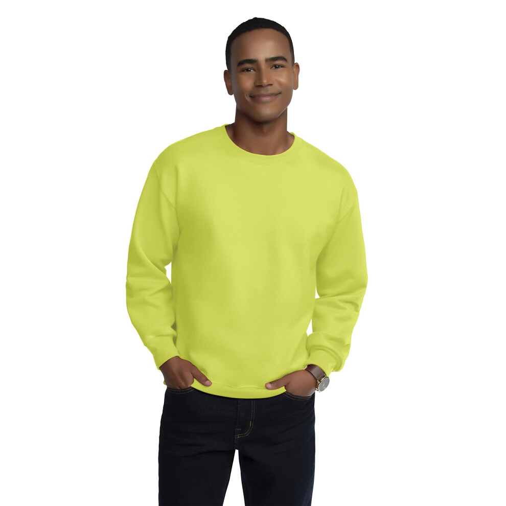 Fruit of the Loom Men's Moisture Wicking Eversoft Fleece Sweatshirt  Safety Green  3X-Large