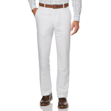Perry Ellis Heren Essentials linnen jurkbroek Moderne pasvorm Effen keperstof Lichtgewicht (taillemaat 29 - 42) 42W x 36L (hoog) Helderwitte kepersto