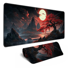 Japanse Bureau Mat Riverside Volle Maan Grote Muismat Gaming Muismat XL Toetsenbord Mat 31.5 X 11.8