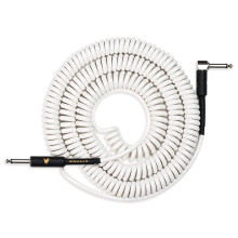 VOHALO spole guitarkabel 32 fod/10M instrument oprullet krllet ledning til guitar bas 1/4 tomme ret vinkel til lige hvid
