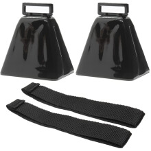 Campanaccio Bevin Bells a lunga distanza 10LD (nero) | Realizzato in acciaio | Forte generatore di rumore | Con cinturino nero intorno al manico