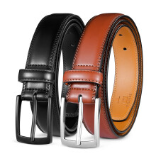 MILORDE leren herenriem 2-pack handgemaakt 100% rundleer mode en klassieke ontwerpen voor werk, zakelijk en casual (2-pack-zwart102/bruin104-40)