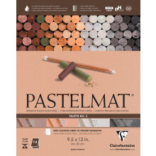 Clairefontaine Pastelmat Limmad Pad - Palett nr 2 - (9 1/2 x 12 tum) 24 x 30 cm - 360g - 12 ark - Sienna White Brown Charcoal Grey
