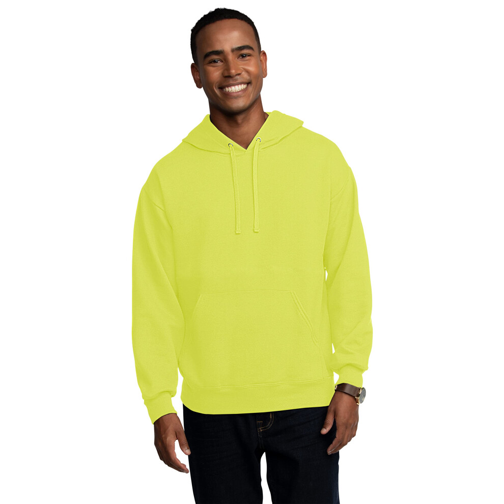Fruit of the Loom Eversoft Fleece Hoodies  Moisture Wicking & Breathable  Hooded Sweatshirt  Safety Green Pullover  X-Large