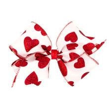 Wee Ones Haarschleife f   r M   dchen zum Valentinstag mit rutschfestem WeeStay-Clip, Valentinstag, Taft, Glitzer, Kingsize, Wei