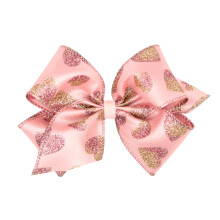 Wee Ones M   dchen Valentinstag Haarschleife auf WeeStay Anti-Rutsch-Clip Valentine Taft Glitter King Pearl Pink
