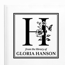 ExcelMark Personalized Book Stamp - from The Library of - Ex Libris - Wood Stamp Self-Inking Stamp or Embosser (Flower Square)