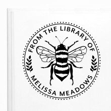 ExcelMark Personalized Book Stamp - from The Library of - Ex Libris - Wood Stamp Self-Inking Stamp or Embosser (Bee Round)