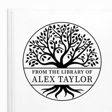 ExcelMark Personalized Book Stamp - from The Library of - Ex Libris - Wood Stamp Self-Inking Stamp or Embosser (Tree Life Round)