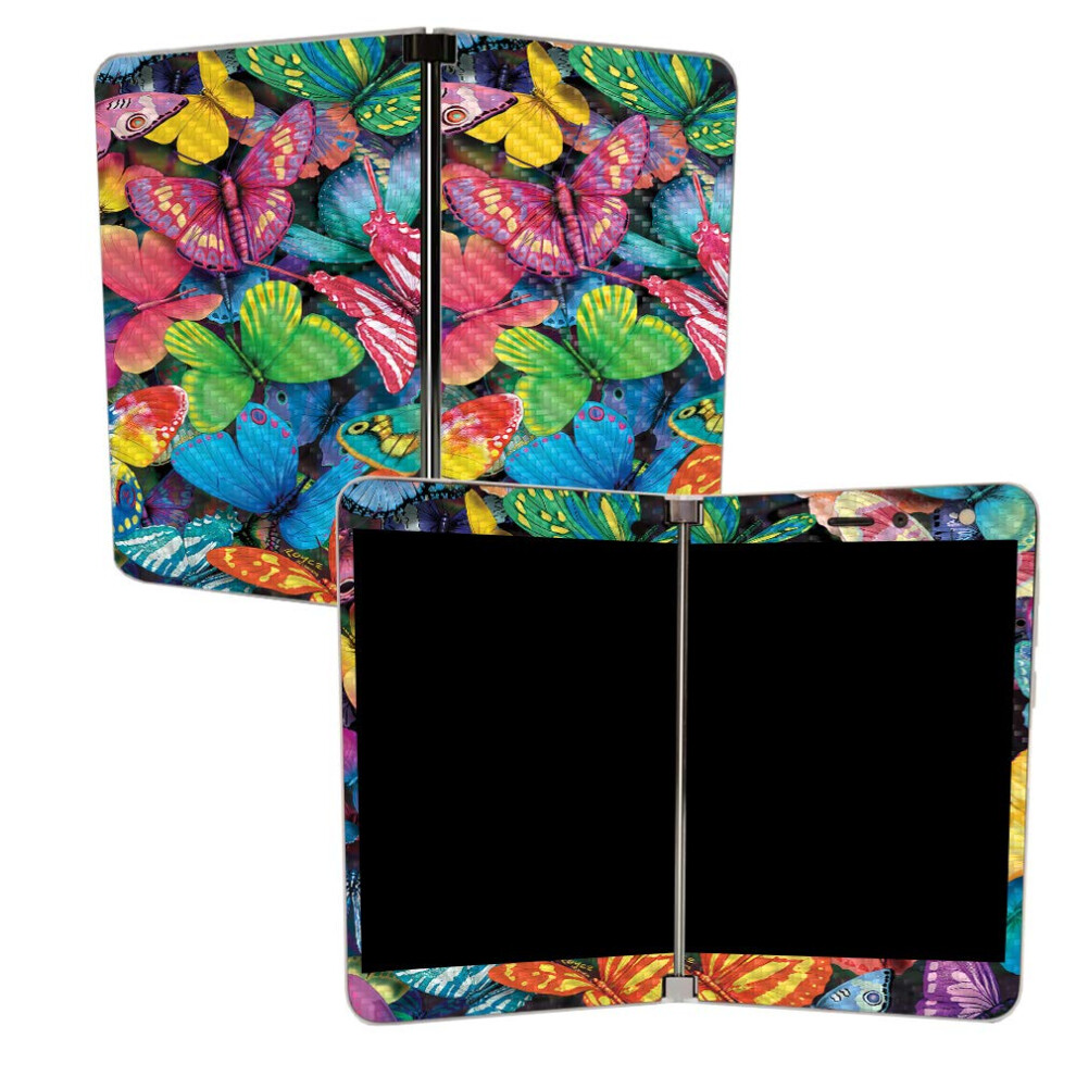 Mighty Skins Mightyskins Carbon Fiber Skin For Microsoft Surface Duo - Butterfly Party | Protective Durable Textured Carbon Fiber Finish | Easy To Ap 705675734525