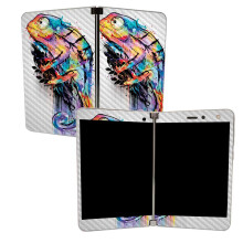 MightySkins Carbon Fiber Skin for Microsoft Surface Duo - Rainbow Chameleon | Protective Durable Textured Carbon Fiber Finish | Easy to Apply | Made
