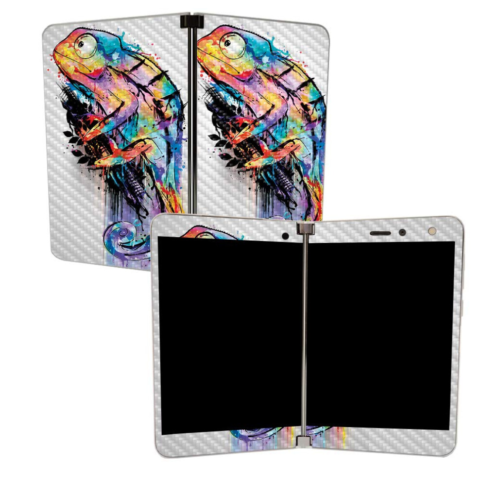 Mightyskins Carbon Fiber Skin For Microsoft Surface Duo - Rainbow Chameleon | Protective Durable Textured Carbon Fiber Finish | Easy To Apply | Made 705675730367