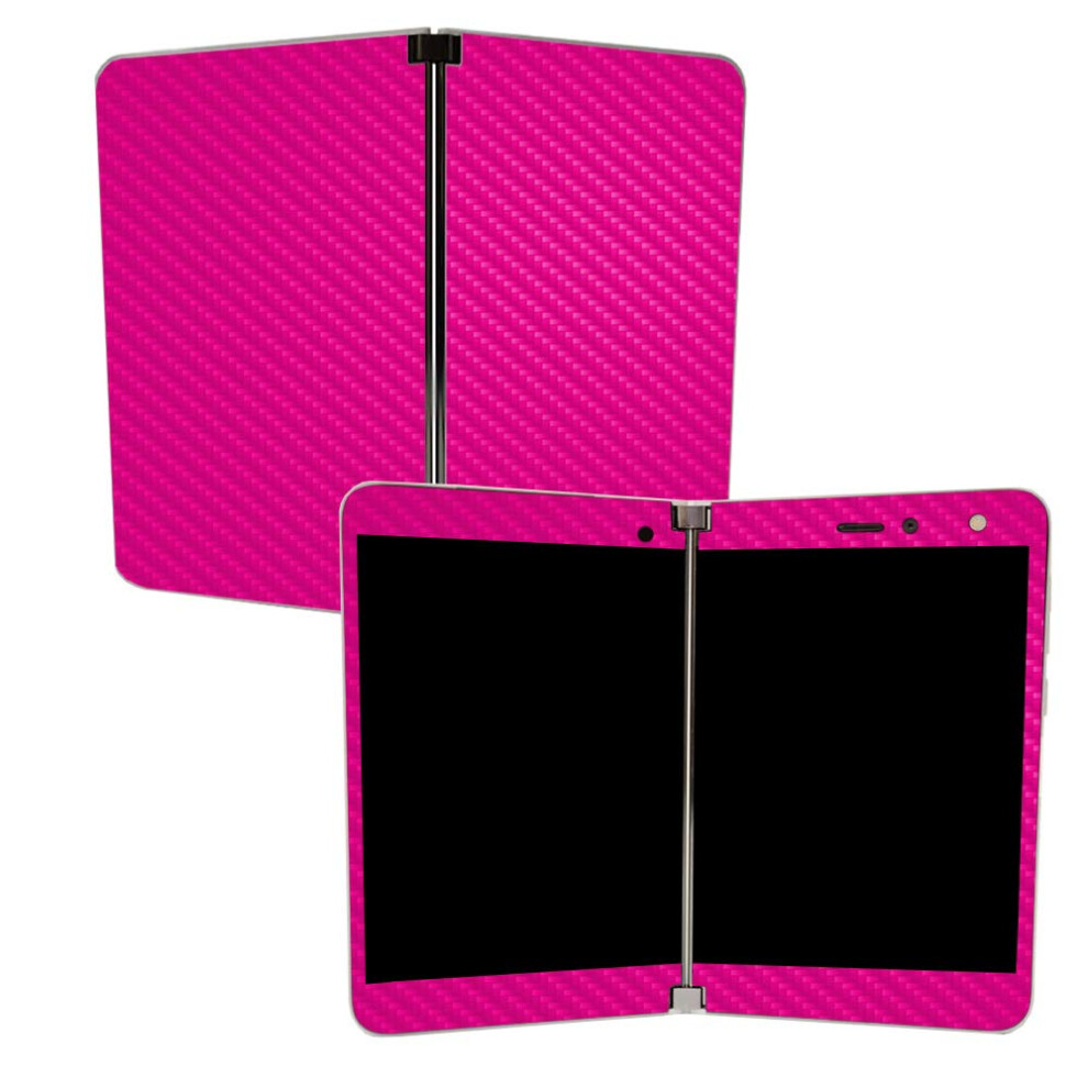 Mightyskins Carbon Fiber Skin For Microsoft Surface Duo - Solid Hot | Protective Durable Textured Carbon Fiber Finish | Easy To Apply | Made In Pink 705675729637