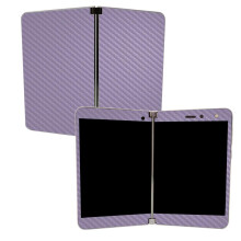 MightySkins Carbon Fiber Skin til Microsoft Surface Duo - Solid Lavendel | Beskyttende holdbar tekstureret kulfiberfinish | Let at pfre | Frems