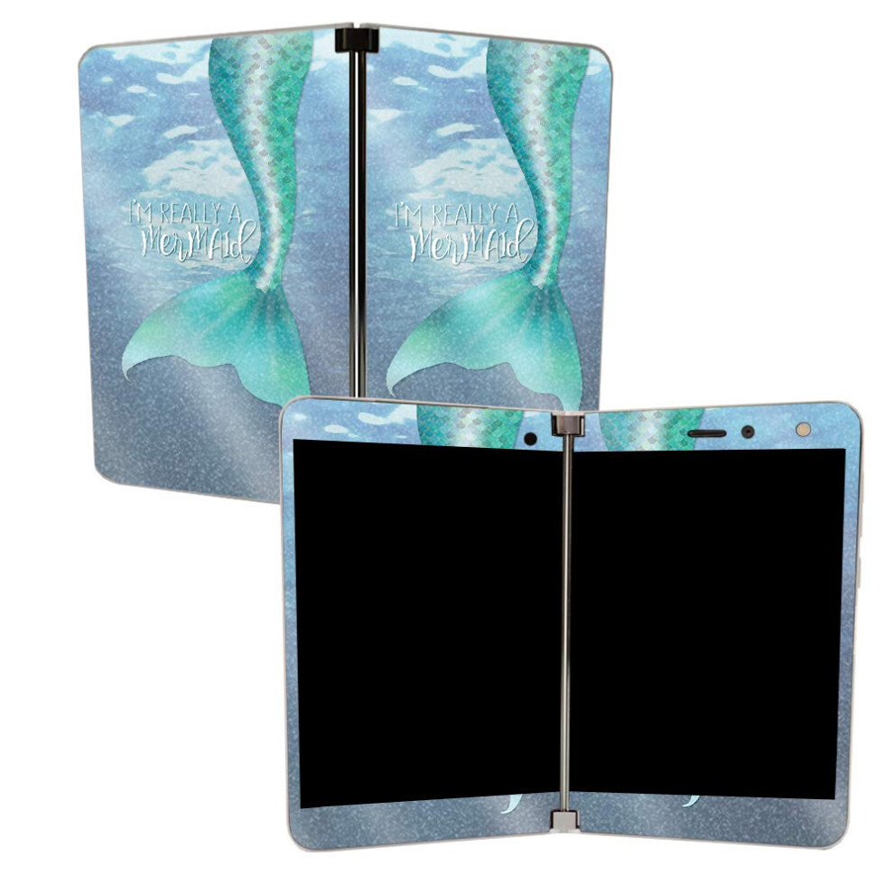 Mightyskins Glossy Glitter Skin For Microsoft Surface Duo - Im Really A Mermaid | Protective Durable High-Gloss Glitter Finish | Easy To Apply Remov 705675724403