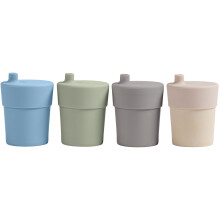 WeeSprout Bamboo Grow-With-Me Sippy hrnky s vckem 10 oz Sada ctyr miminek pro deti a batolata vyroben z bambusu a 100% silikonu Design hubice na ko