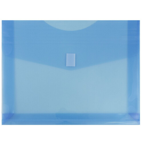 JAM Paper Plastic Envelopes with Hook & Loop Closure - 2"""" Expansion - Letter Booklet - 9 3/4"""" x 13"""" - Blue - 12/Pack