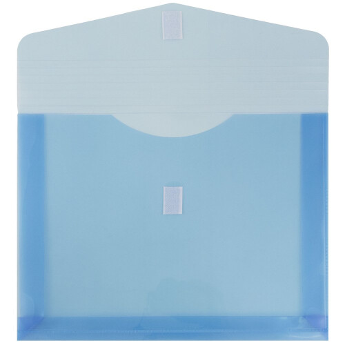 JAM Paper Plastic Envelopes with Hook & Loop Closure - 2"""" Expansion - Letter Booklet - 9 3/4"""" x 13"""" - Blue - 12/Pack 1