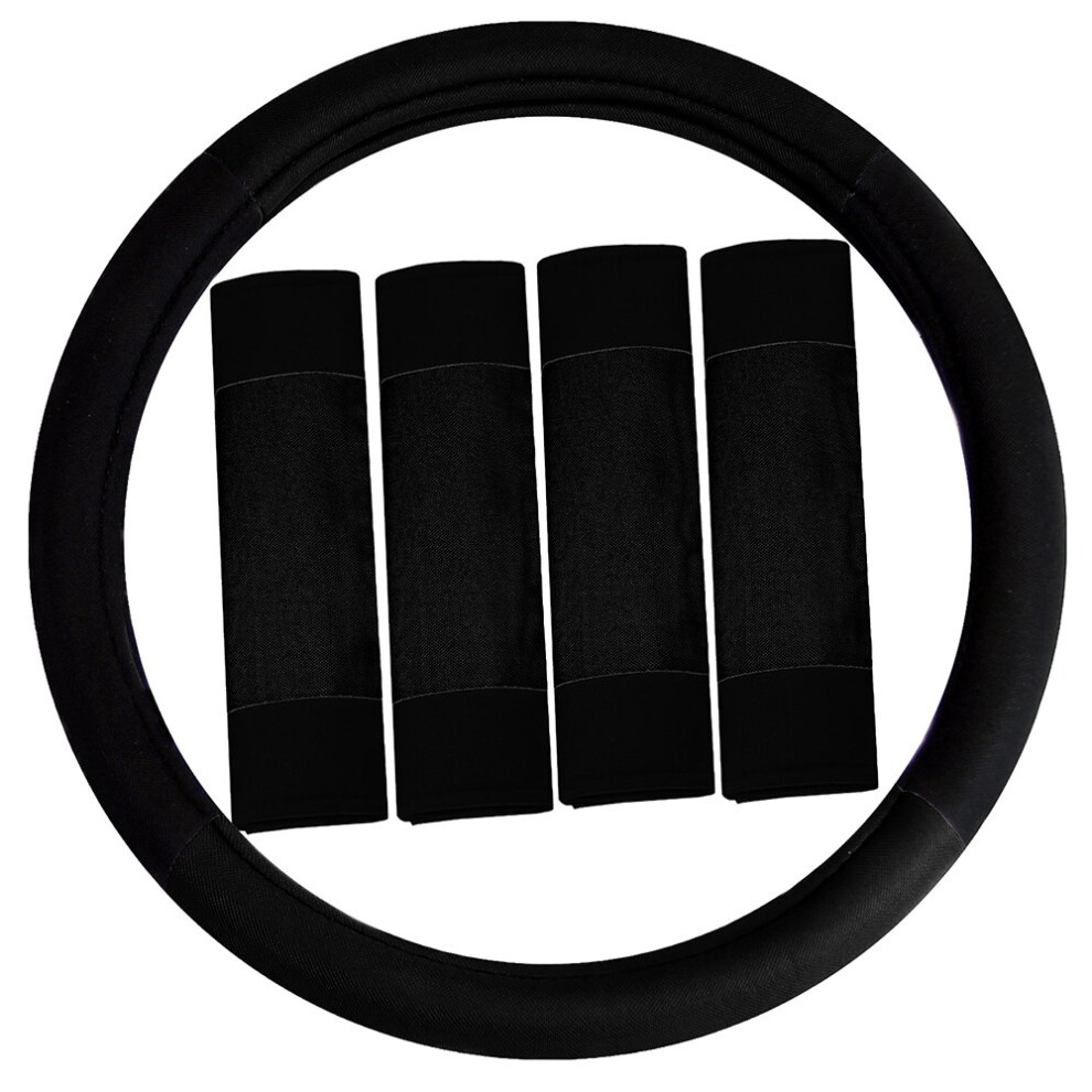 Fh Group Universal Fit Modernistic And Seat Belt Pads Combo Set Steering Wheel Cover Fits Most Cars Suvs Black 816352023310