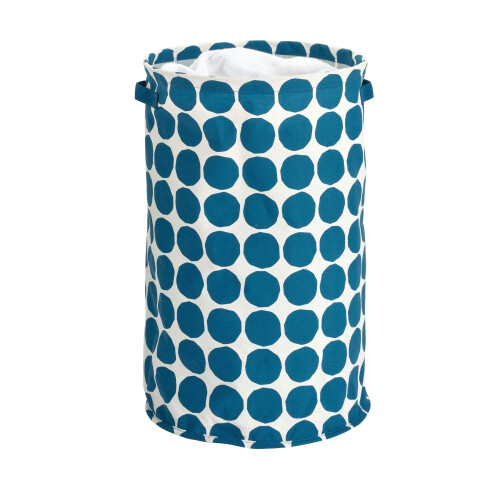 Cesto de Armazenamento Redondo iDesign Dot, Mini Cesto com 2 Alças - Azul