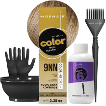 MOEHAIR hajfesto kszlet | 9NN tarts hajfestk (nagyon vilgos szoke intenzv) 20 trfogat elohv 6% sznezo ecset kesztyu s keverotl| Keratin t