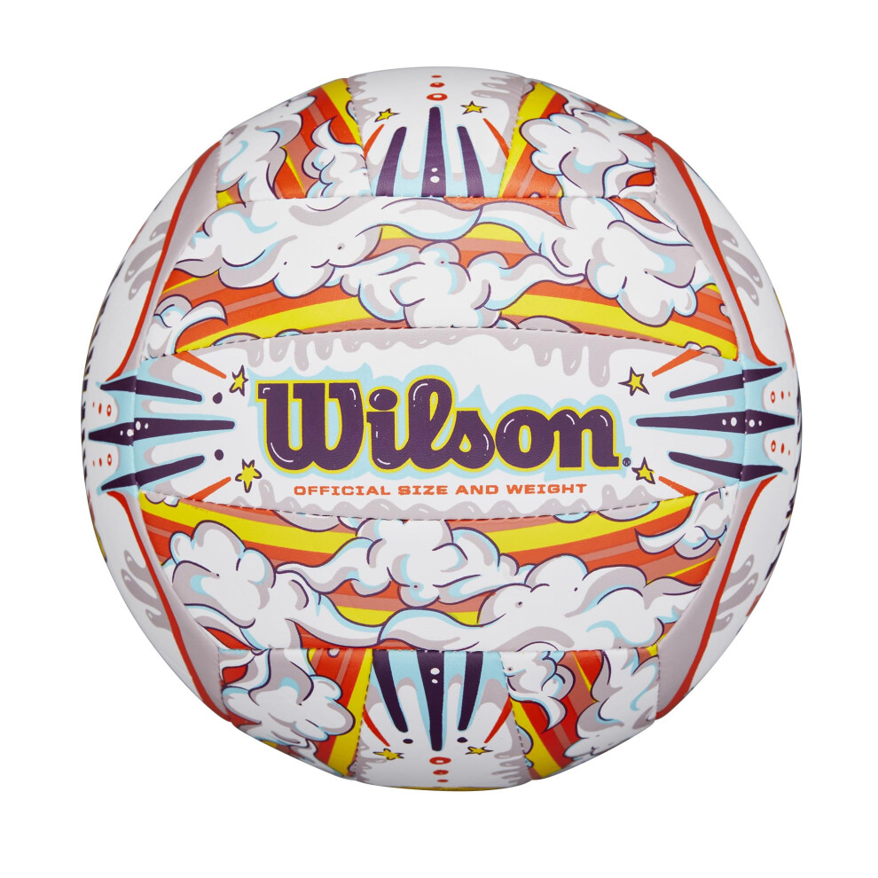 Ballon de volley-ball WILSON Graffiti Peace - Taille officielle Blanc/Orange
