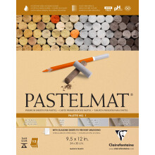 Caderno Colado Clairefontaine Pastelmat - Palete Nº 1 - (24 x 30 cm) 360g - 12 Folhas - Milho, Buttercup, Cinza Escuro, Cinza Claro