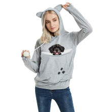 Felyong Unisex prepravka pre dom ce zvierat s kapucnou, dr iak na vrecko a macku, pre psov, mikina, tricko, vrchn cast, velkost S, svetlosiv